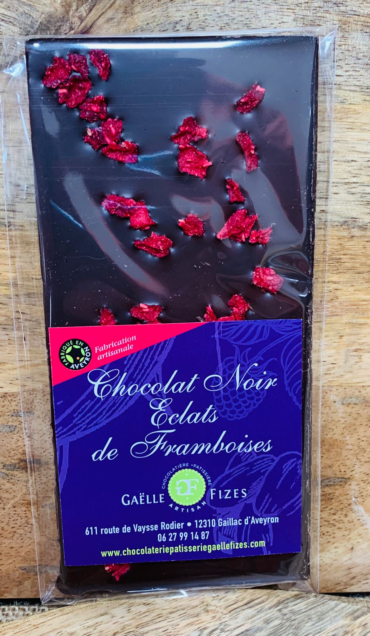 Tablette chocolat noir framboise 90g.FR12