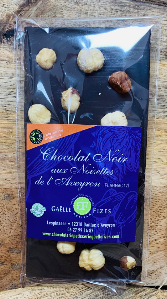 Tablette chocolat noir noisettes 90g. FR12