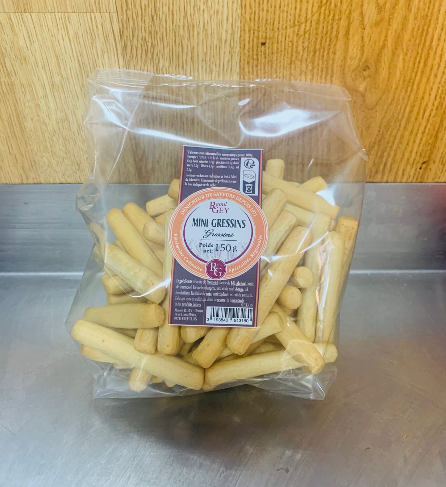 Mini gressins natures en 150g. FR